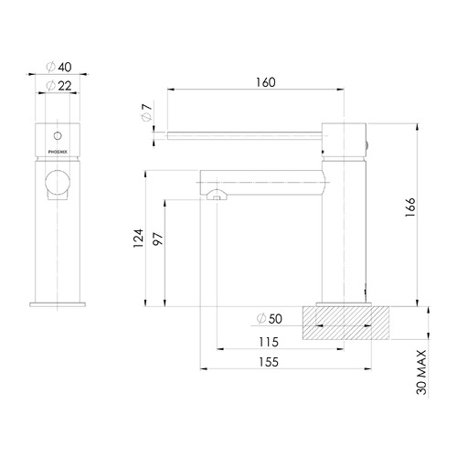Vivid Slimline Basin Mixer with Extended Lever