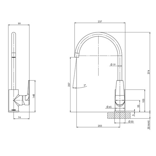 Arlo Gooseneck Kitchen Mixer Tap