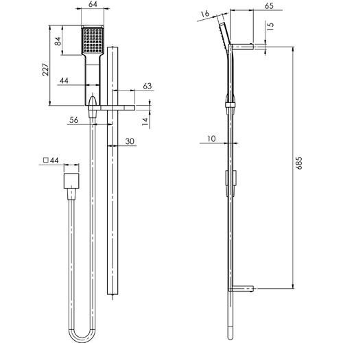 Lexi Square Deluxe Rail Shower | Temple & Webster