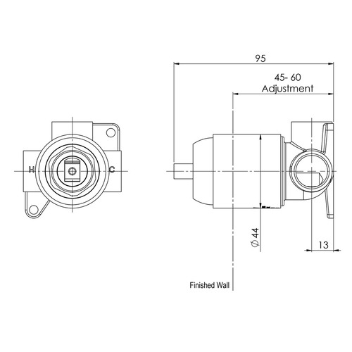 Phoenix Builders Shower Mixer InWall Body Temple & ster