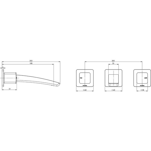 Rush Basin Spout & Wall Top Assembly Set