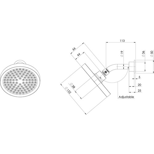 Pina Round Shower Head & Arm