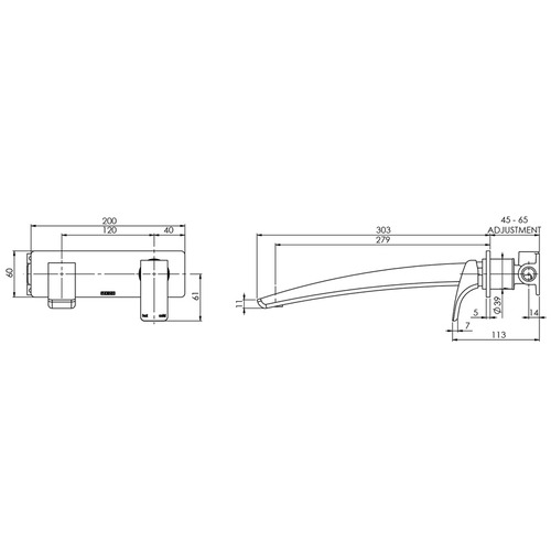 Rush 28cm Bath Spout & Mixer Set