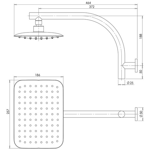 Rush Chrome Shower Head & Arm
