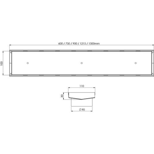 Phoenix V TI Channel Drain with 9cm Outlet