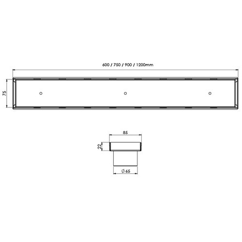 Phoenix Flat TI Channel Drain with 6.5cm Outlet
