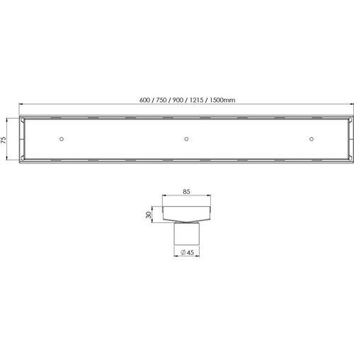 Phoenix V TI Channel Drain with 4.5cm Outlet