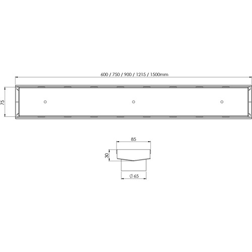 Phoenix V TI Channel Drain with 6.5cm Outlet