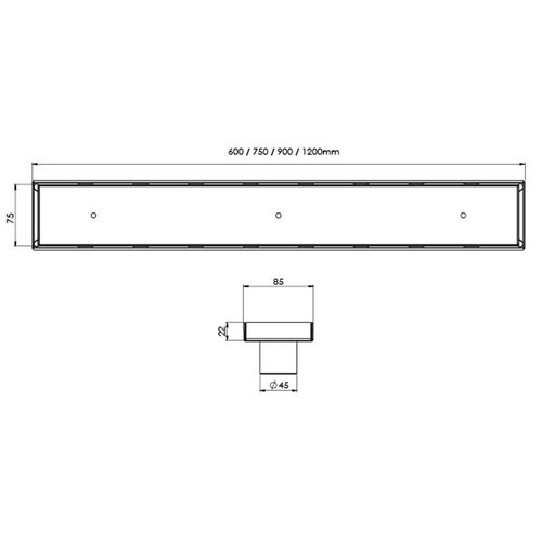 Phoenix Flat TI Channel Drain with 4.5cm Outlet