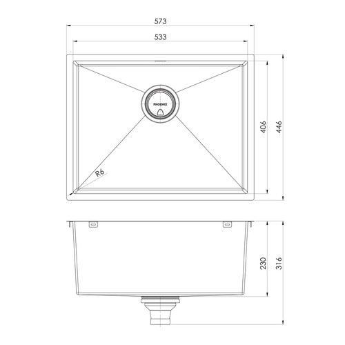 4000 Series 573mm Single Bowl Kitchen Sink