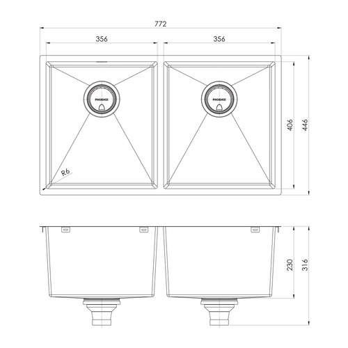 4000 Series 772mm Double Bowl Kitchen Sink