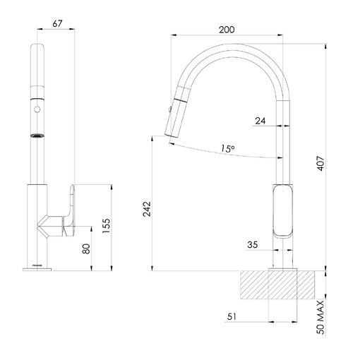 Nuage Gooseneck Pull Out Kitchen Sink Mixer