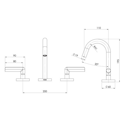 Vivid Slimline Plus Basin Tap Set