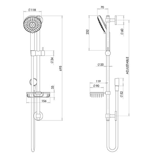 4 Piece Vivid Premium Hand-Held Shower Set