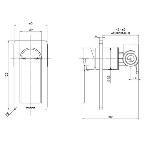 Teel Shower/Bath Wall Mixer