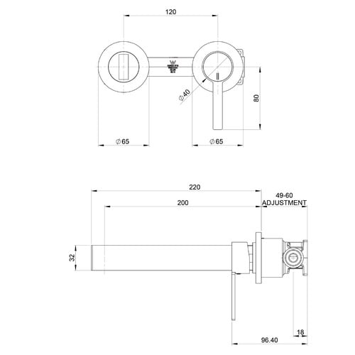 Lexi MKII 200mm Basin Wall Mixer Set