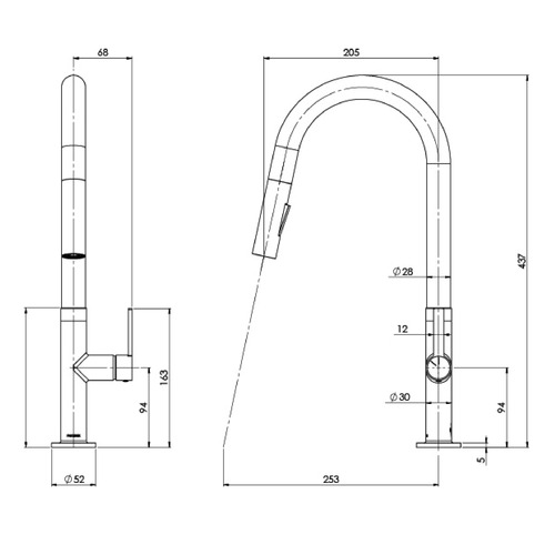 Lexi MKII Gooseneck Pull Out Kitchen Sink Mixer
