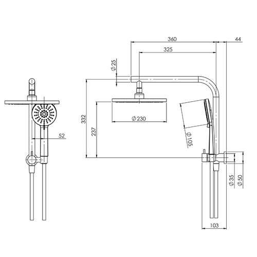 Vivid Slimline Short Twin Shower