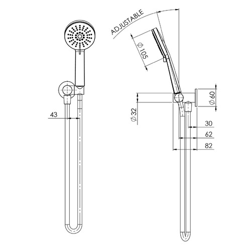 3 Piece Vivid Slimline Hand-held Shower