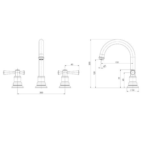 Cromford 133mm Basin Tap Set