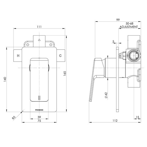 Enviro316 Stainless Steel Shower/Bath Wall Mixer