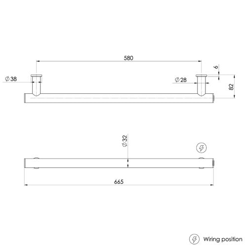 Phoenix Single Round Heated Towel Rail