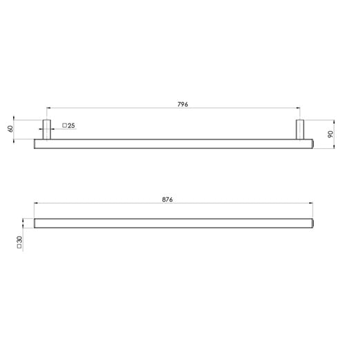 Phoenix Single Square Heated Towel Rail