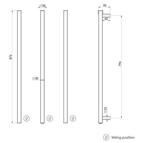 Phoenix Square Vertical Heated Towel Rails