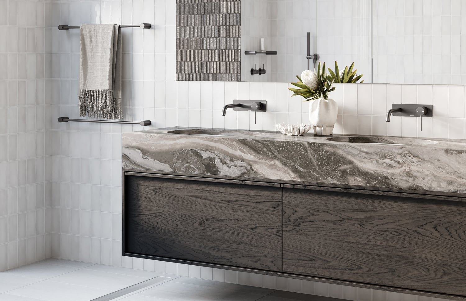 Vivid Slimline Single Bar Brass Towel Rail