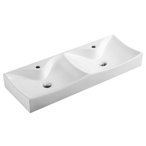 Lusso Counter Top & Wall Hung Ceramic Double Basin Temple & ster