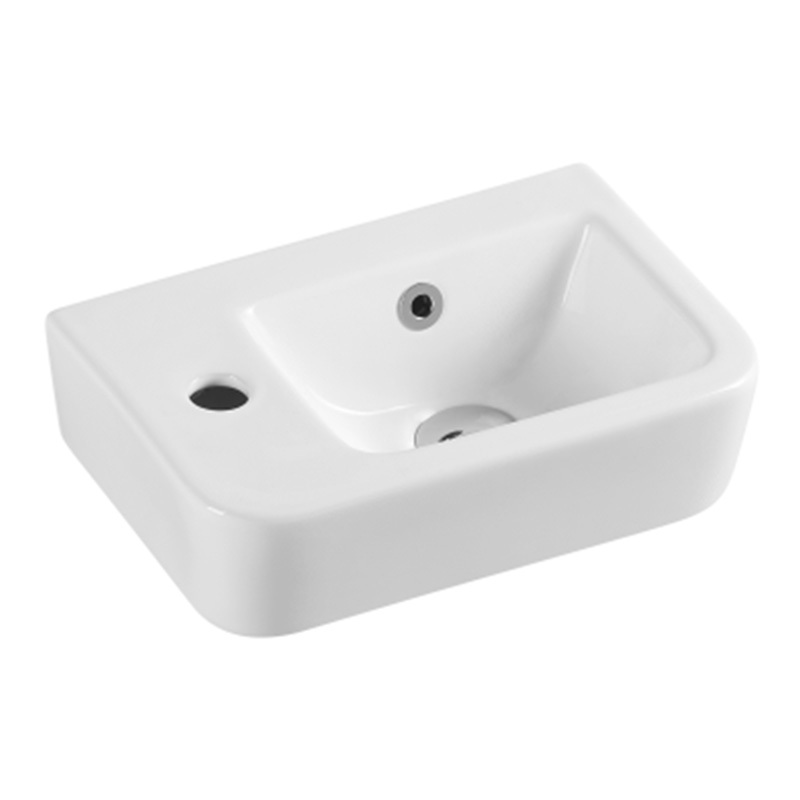 37.5x24.5cm Mercio Wall Hung Ceramic Basin with Left Mixer Hole