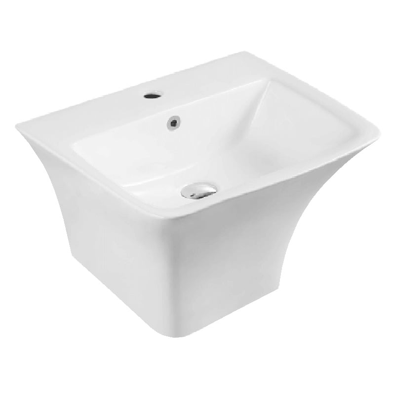 Zento Rectangular Semi Pedestal Ceramic Basin