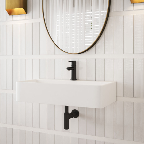 Kube Rectangle Ceramic Wall-Hung Basin | Temple & Webster