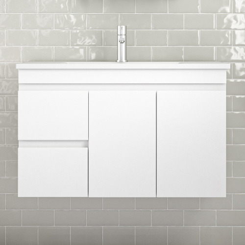 90cm Bianca II Right-Hand Doors Wall Mounted Vanity with Basin