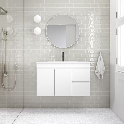 90cm Bianca Left-Hand Doors Wall Mounted Vanity with Basin