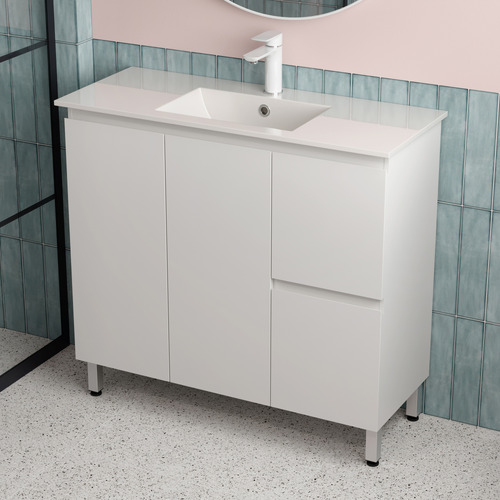 90cm Bianca Slim Right-Hand Drawers Vanity with Basin