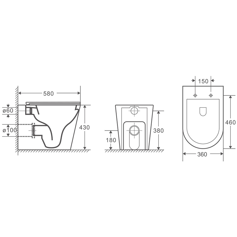 Myles Quiet Flush Wall Faced Toilet Suite