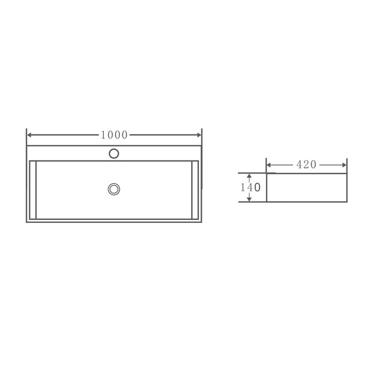Vento 1000mm Rectangle Ceramic Wall-Hung Basin