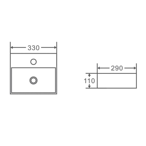 Nueva 290mm Rectangle Ceramic Wall-Hung Basin