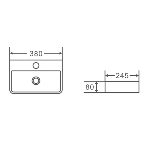 Nueva 245mm Rectangle Ceramic Wall-Hung Basin