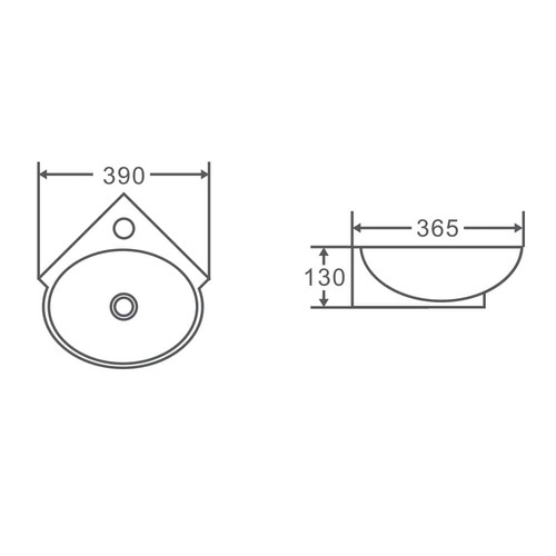 Nueva 390mm Ceramic Corner Wall-Hung Basin