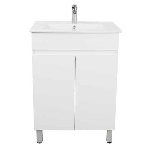 Denver 600mm Gloss White Freestanding Slim Single Vanity