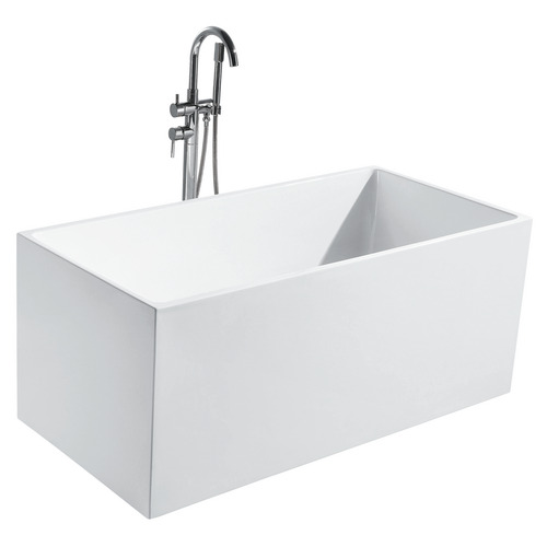 Hans 1400mm Gloss White Rectangle Acrylic Freestanding Bath
