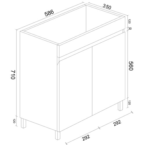 Denver 600mm Gloss White Freestanding Slim Single Vanity