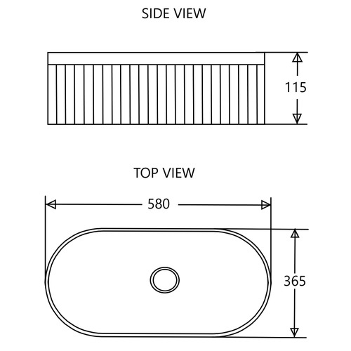 Jade 580mm Matte Black Ceramic Pill Above Counter Basin