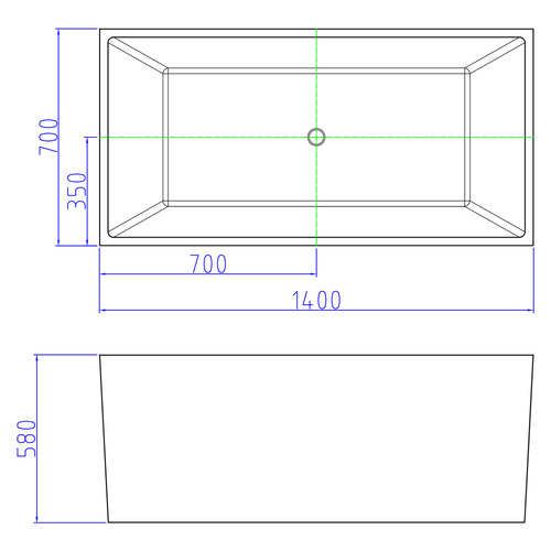 Hans 1400mm Gloss White Rectangle Acrylic Freestanding Bath