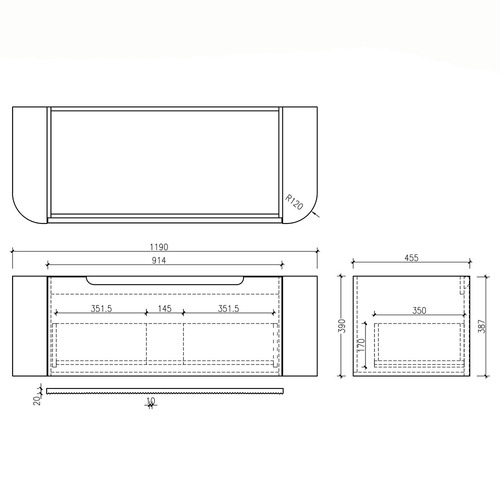 Rome 1200mm Wall Hung Vanity with Quartz Stone Countertop