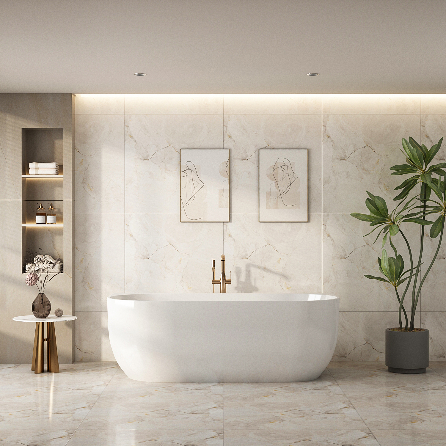 Esme Back to Wall White Bath