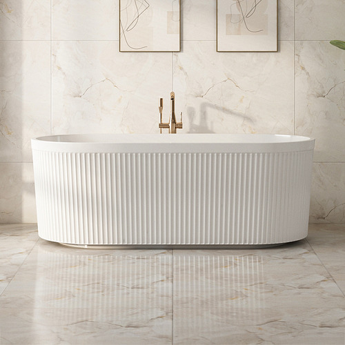 Dahlia Gloss White Acrylic Fluted Freestanding Bath
