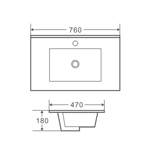 Bianca 750mm Gloss White Wall Hung Vanity with Ceramic Countertop